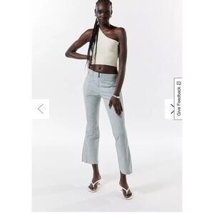 Silence + Noise Toni Moto Flare Low-Rise Exposed Zipper Multi Direction Seams 6